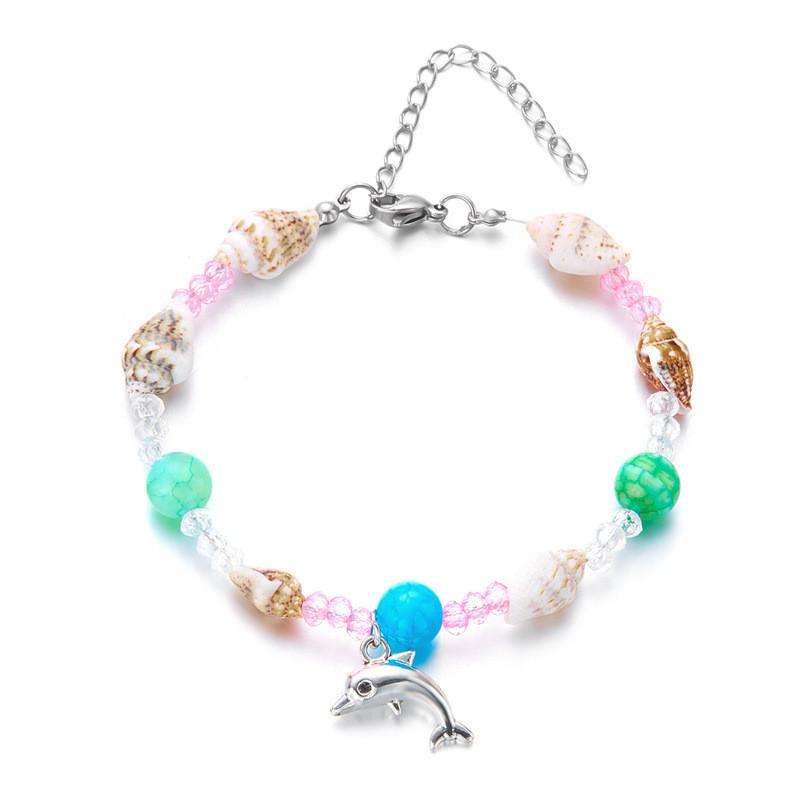 Shell Fish Tail Pendant Bracelets For Beachwear And Casual Wear