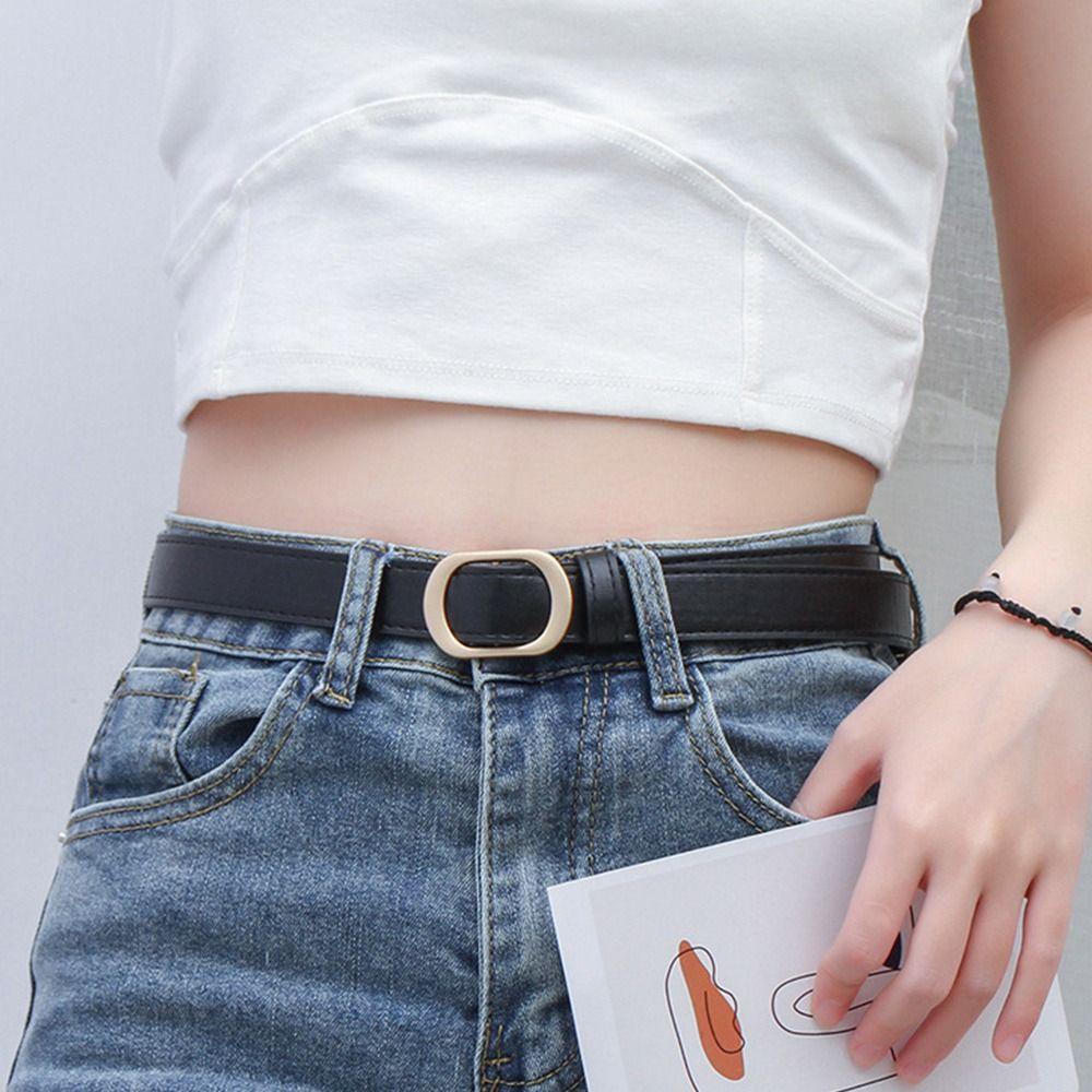 Casual Leather Belt Versatile Trouser Dress Belts Chic Non-Porous Buckle Waistband