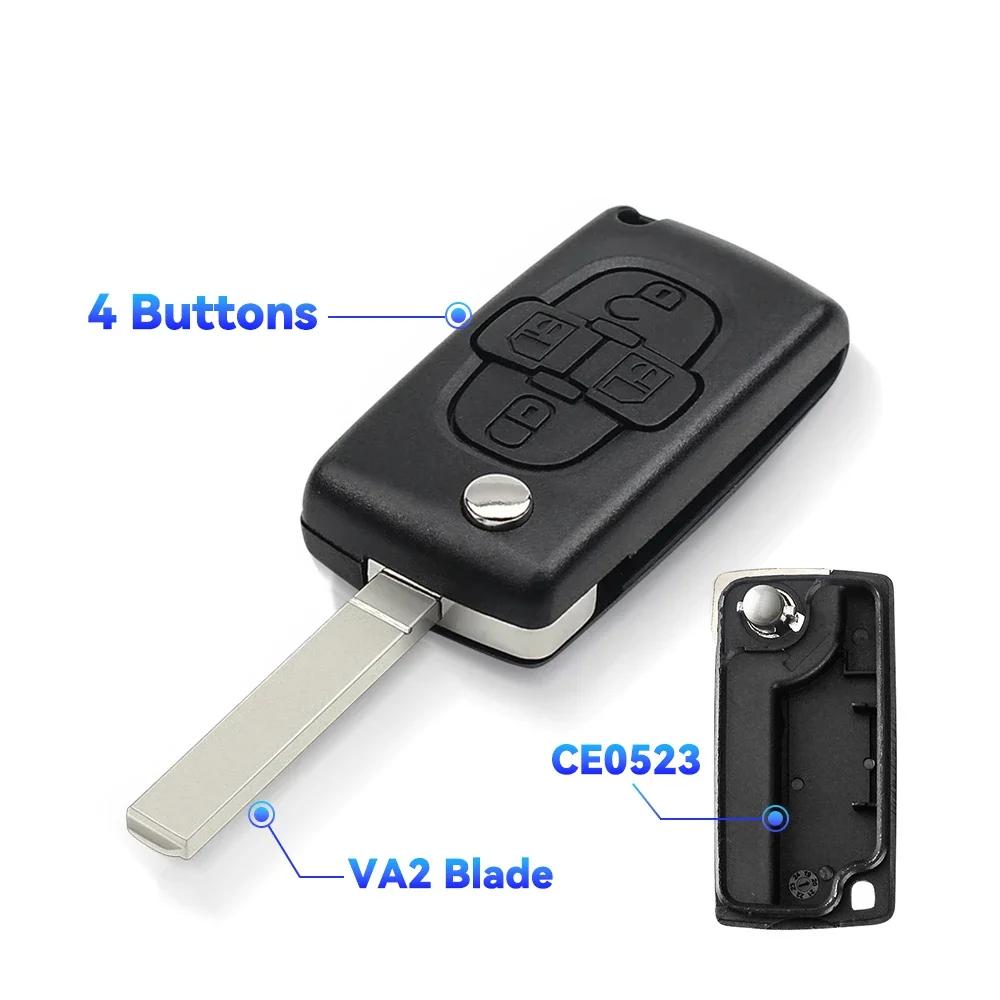 S For Peugeot 1007 For Citroen C8 4 Buttons Remote Flip Folding Car Key Shell Case Fob Va2 Hu82 Blade Ce0523 Ce0536