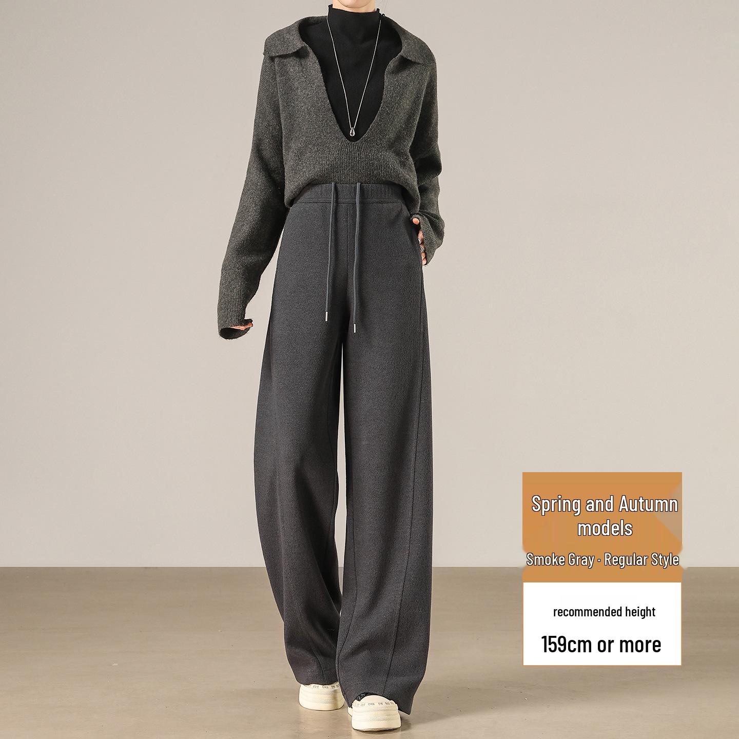 Women s Wide-Leg Wool Silk Pants - Spring 2026 High-End Petite Casual M