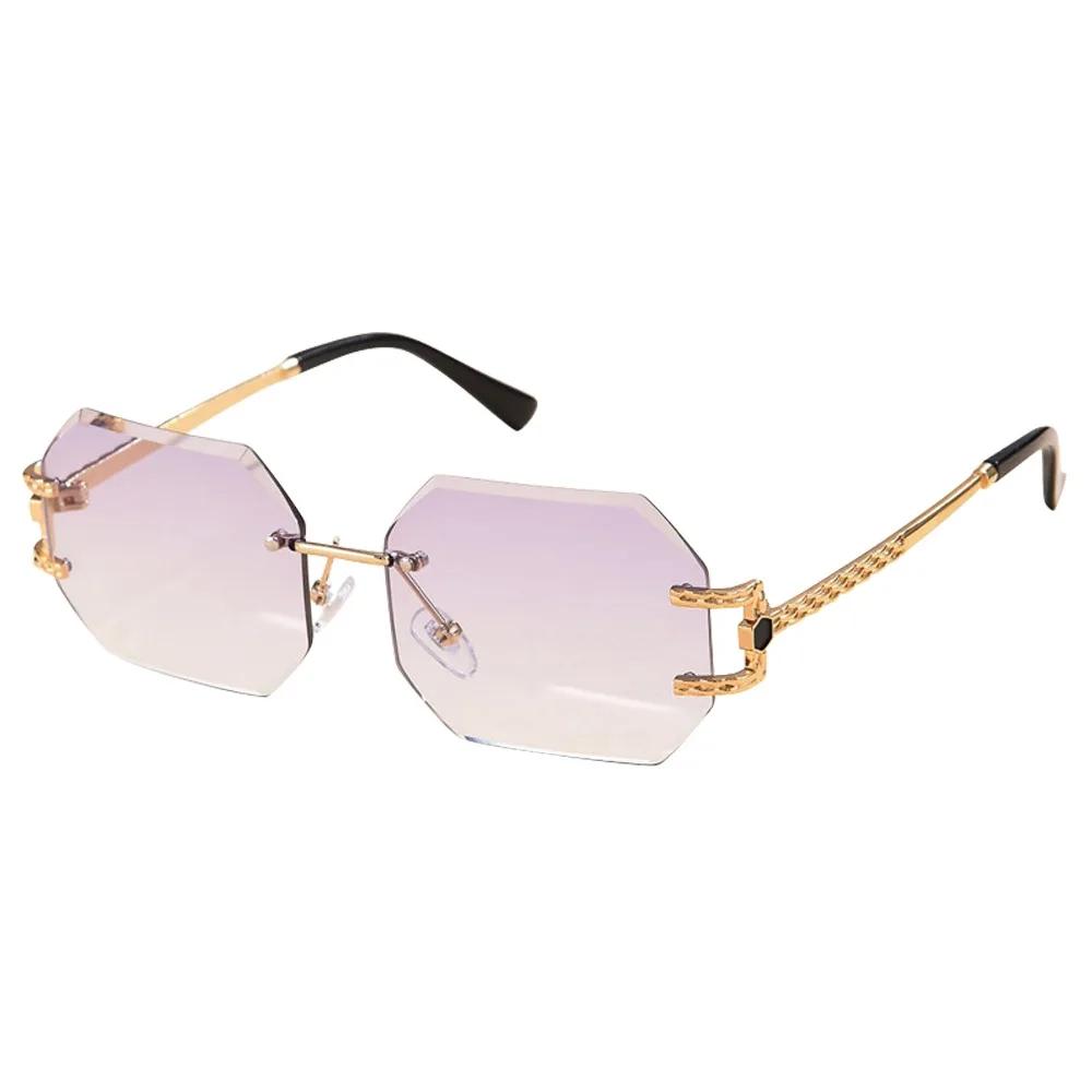Vintage Rimless Sunglasses Hip Hop Style PC Frame Geometric Sunglasses Polygon Design UV400 Protection Unisex Sunglasses Unisex