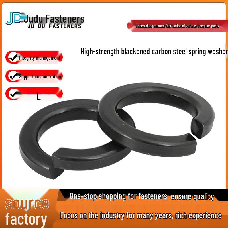 High-Strength Blackened Metal Spring Washer - Anti-Loosening Elastic Circular Pad