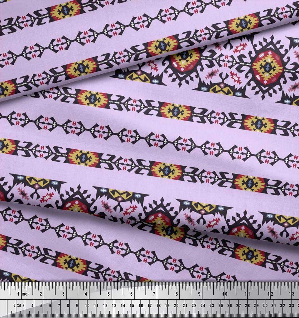 Soimoi Țesătură Satin Crep Japonez Aztec Sud-Vest Imprimată 1 metru 42 Inch