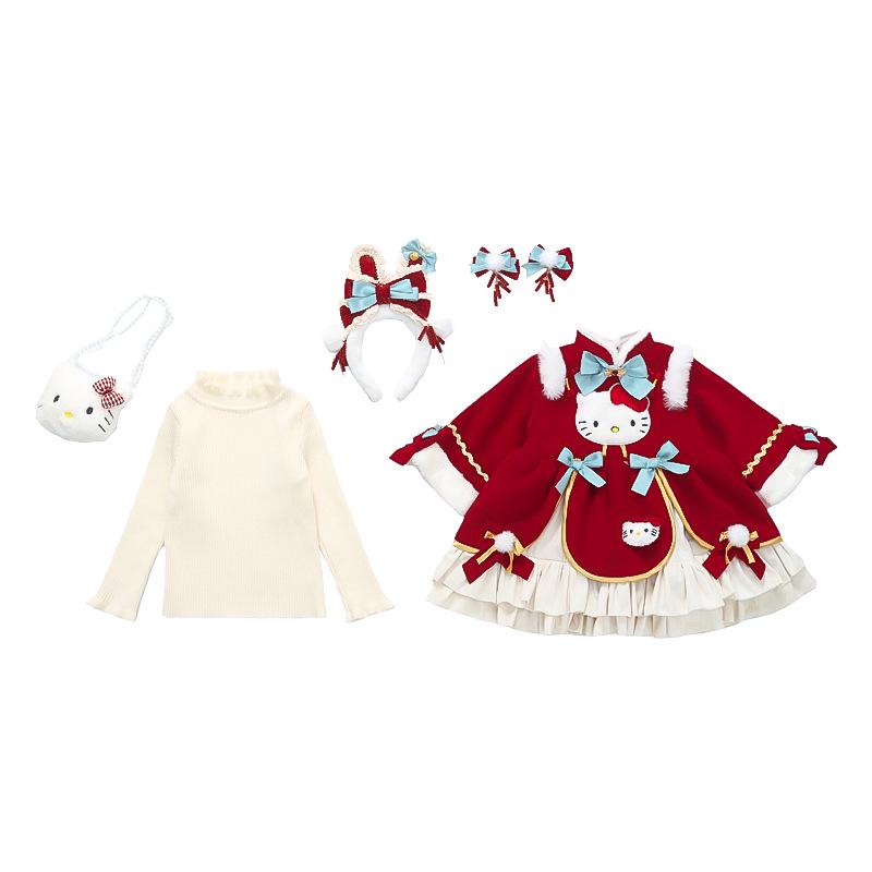 Girls' 2025 Cartoon Cat Lolita Princess Dress - New Year & Birthday Outfit