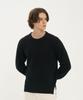 BLOND9 Asymmetrical Wool Crew Neck Pullover_Black