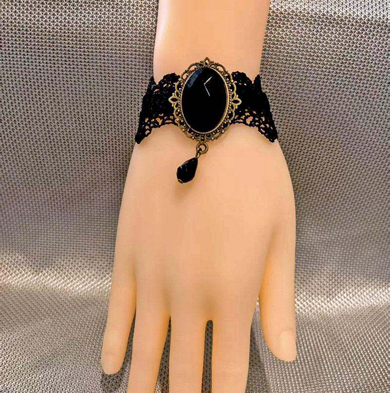 Collier Ras du Cou en Dentelle Gothique Rétro Punk pour Femmes