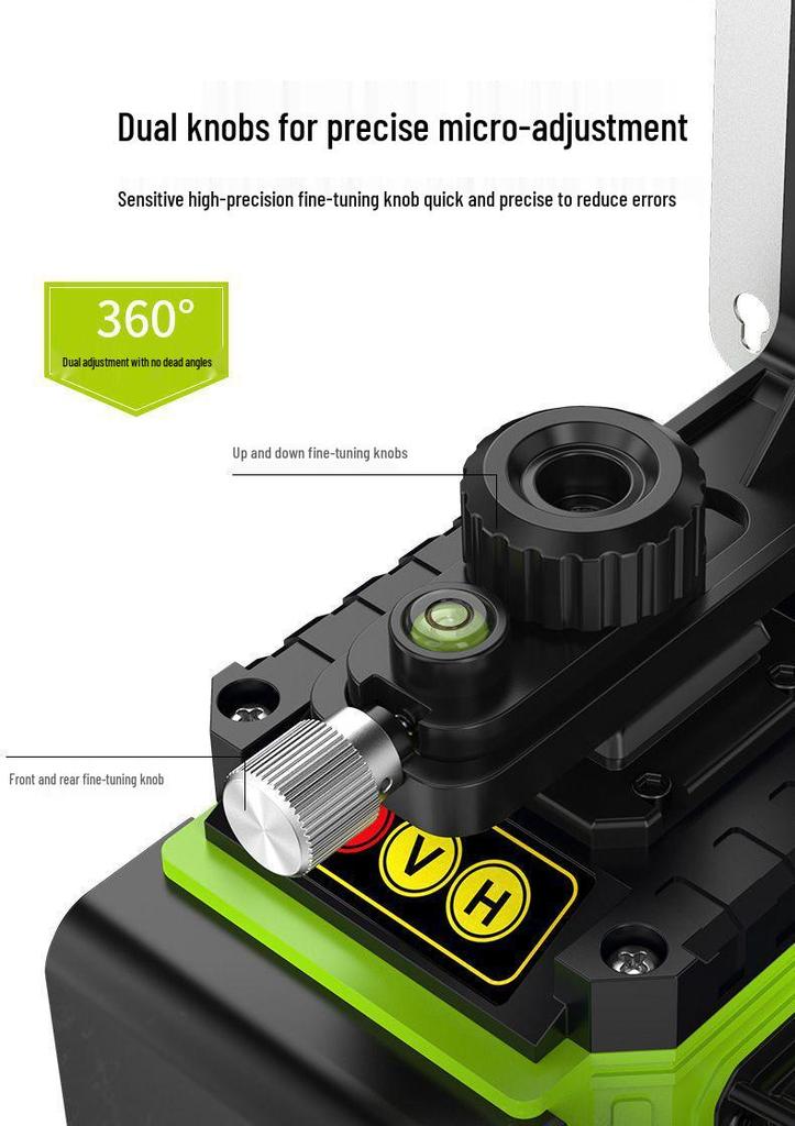 High-Precision Laser Level with Green Light, 12-16 Lines, for Walls and Floors, Automatic Leveling