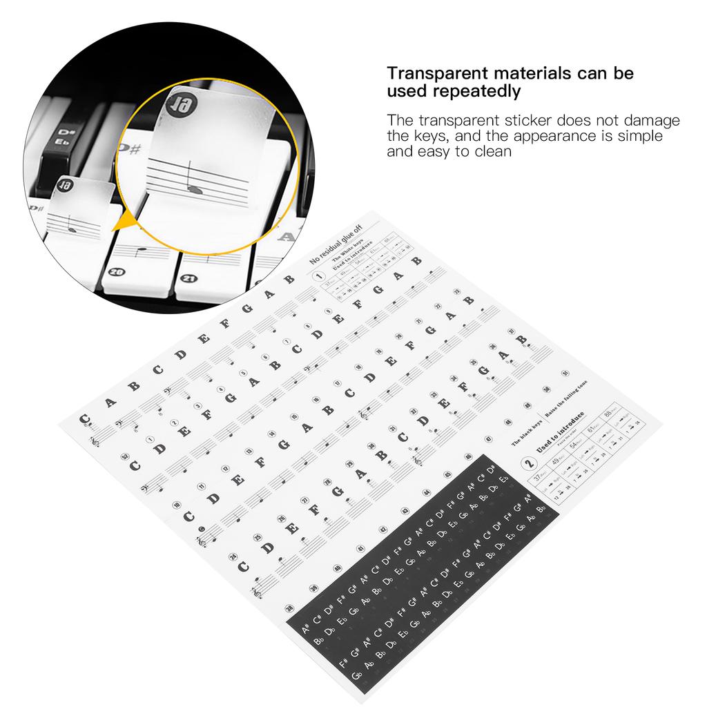 Piano Sticker Electronic Piano Removable Keyboard PVC Adhesive Staff Intonation Labels