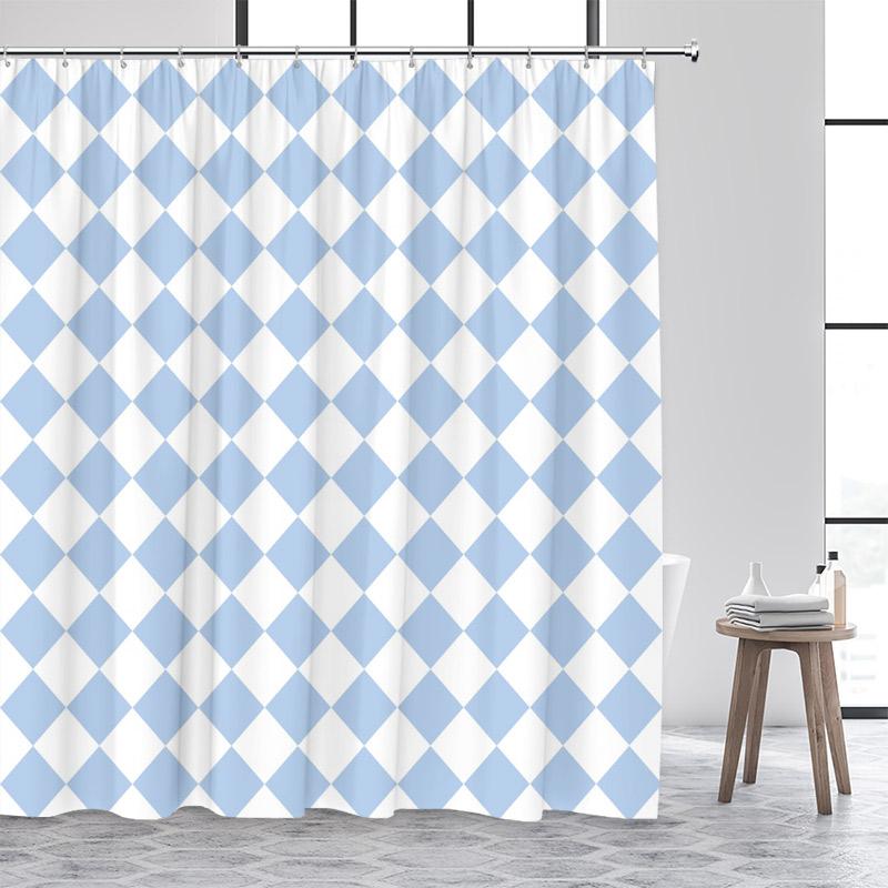 Black and White Diamond Lattice Shower Curtain Modern Geometric Art Minimalist Home Bathroom Decorative Bath Curtains With Hooks