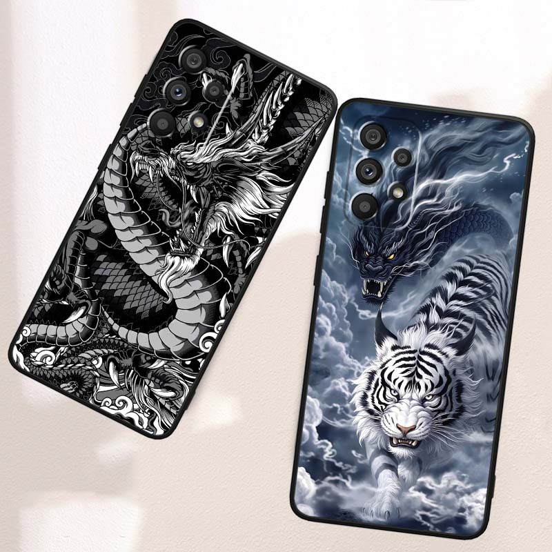 Anime Dragon Design Phone Case For Samsung A41 A35 A34 A33 A32 A25 A24 A23 A21s A06 A05 A04 A03 Note 10 20 Ultra 5G Black