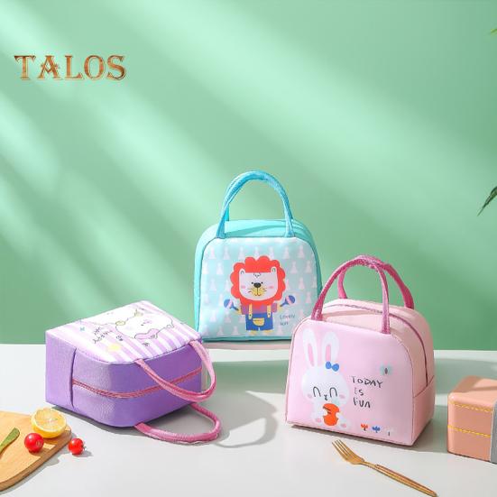 

Изолированная сумка для обеда с милым животным узором, прочная ручка, сохраняет свежесть еды в течение нескольких часов, портативная термосумка для обеда для женщин и детей