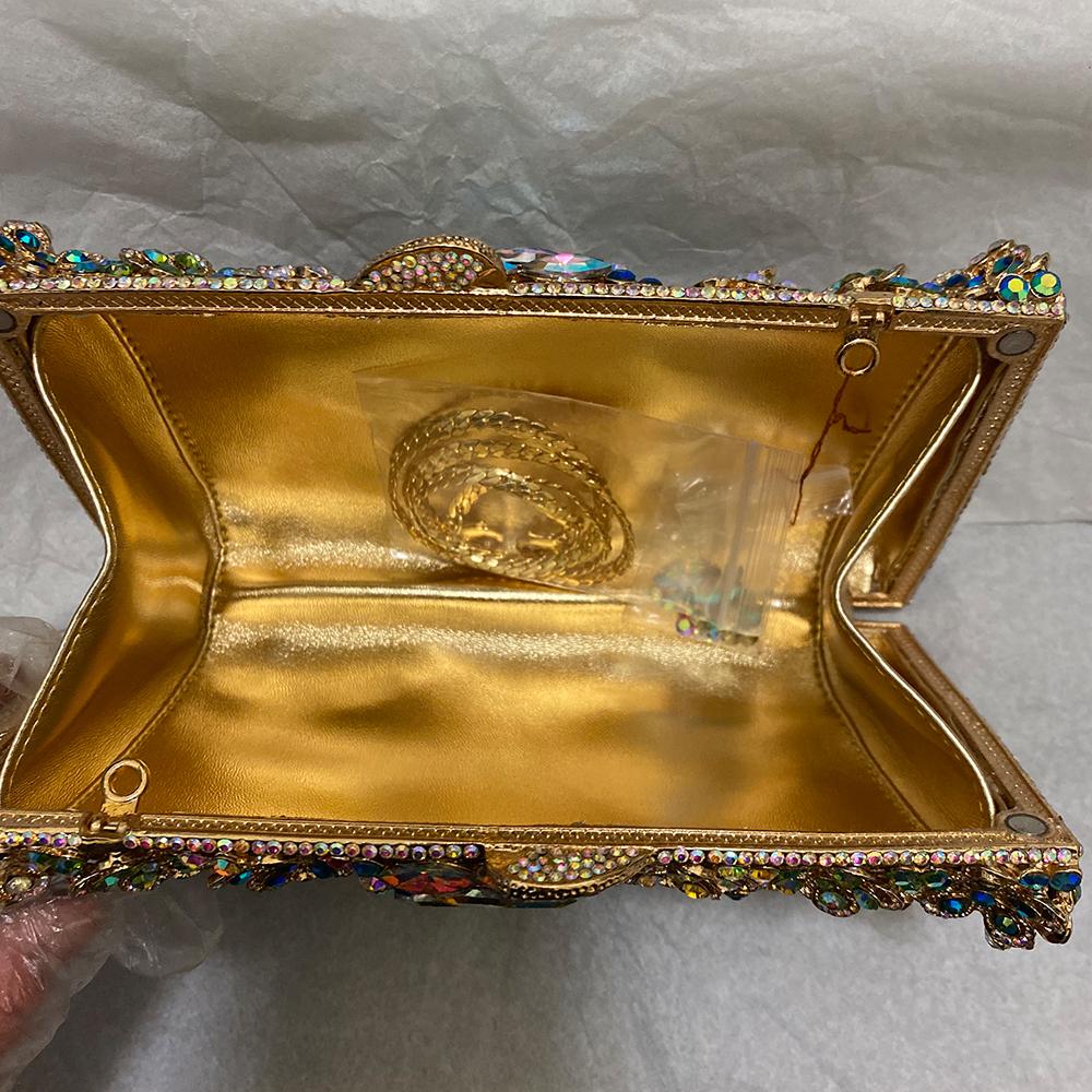 AB Rhinestone Evening Clutches WHTUOHENG Diamond Clutch Bags For Wedding And Party Purset Luxury Women’s Gold Flower Bags