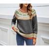 Women's Color Block Long Sleeve Knit Sweater
