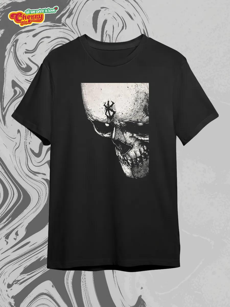 Black T-shirt with pirate flag print L