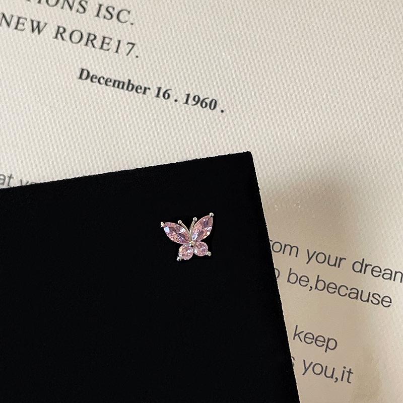 Pink Zircon Bowknot Heart Screw Stud Earrings - Versatile and Sweet Women's Ear Jewelry