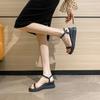 Sandals women's summer platform year new versatile fashion one-word strap high heels soft-soled wedge heels