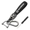 High-quality Metal Leather Car Emblem Keychain Key Ring For Honda Mugen Jazz Insight Freed Fit CRV Civic Accord City Accessories DE6