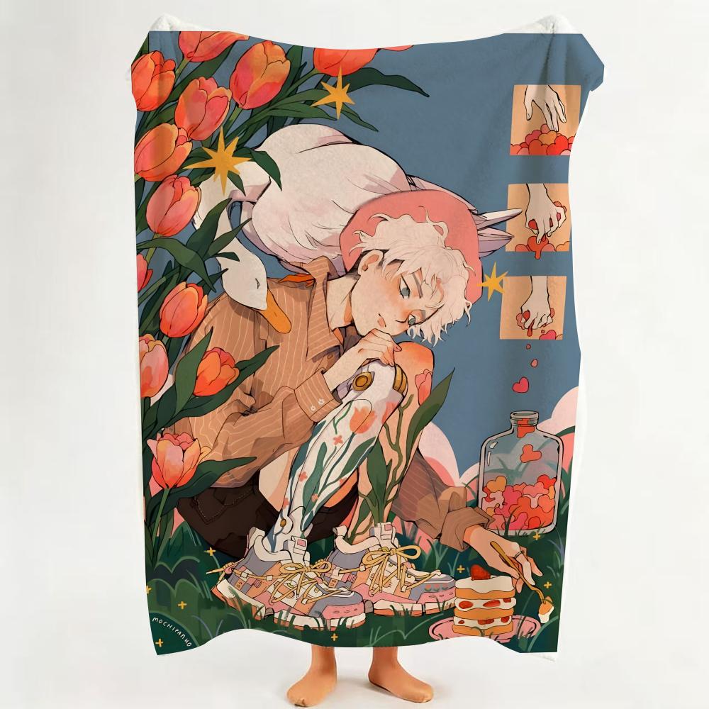 Illustrator L Liya Mochipanko Throw Flannel Throw Blanket Suitable for Sofa Living Room Bedroom