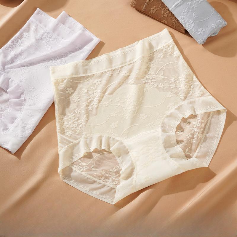Ladies Spring and Summer Light Luxury High Waist Mesh Stitching Breathable Sexy Butt Underwear