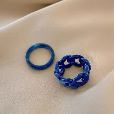 Retro Acrylic Resin Chain Ring Set: Creative European & American Style