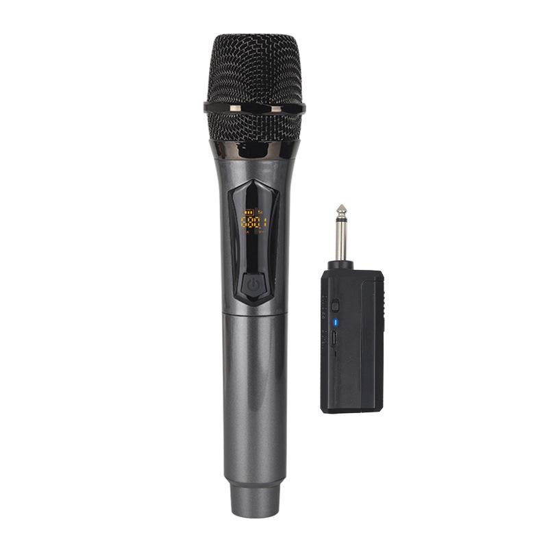 Rechargeable Wireless Microphone with Battery Display for Home KTV and Stage Live Streaming, Model One-to-Two Handheld.