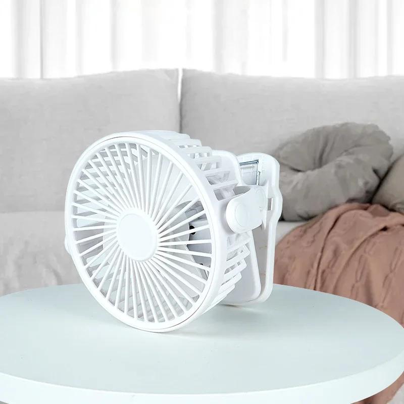 VE USB Rechargeable Table Fan Clip-on Type Portable Mini Desk Fan Hanging Clip Fan Night Light Air Cooler Outdoor Fans