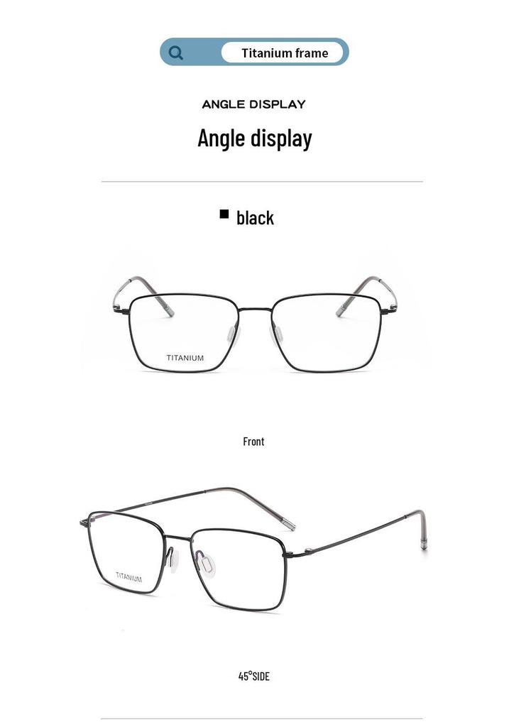 Autumn 8501 Pure Titanium Unisex Retro Square Anti-Blue Light Glasses with Myopia/Plano Lenses.