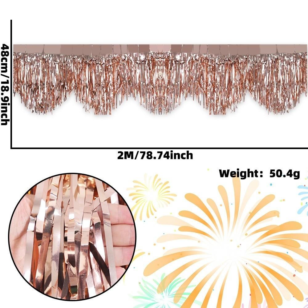 6.56ft Length Metallic Fringe Garland Tinsel Streamers Banner  Stage Party Decoration