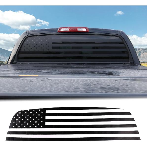 Aunginsy Rear Window Glass Panel Decal Trim Compatible with Toyota Tundra 2007-2021 Car Rear Tailgate Window Panel Precut Vinyl Decal American Flag чёрный