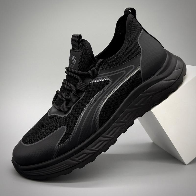 

Мужские осенние кроссовки из сетки 2025: Дышащие, Легкие, Повседневные Кроссовки на Шнуровке с Мягкой Подошвой Size 42 чёрный