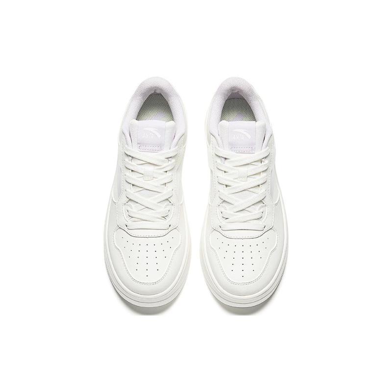 Anta Relaxed Synthetic Leather Slip Resistant Abrasion Resistant Low Top Skateboard Shoes Women's White Sneakers 922418001Q-1