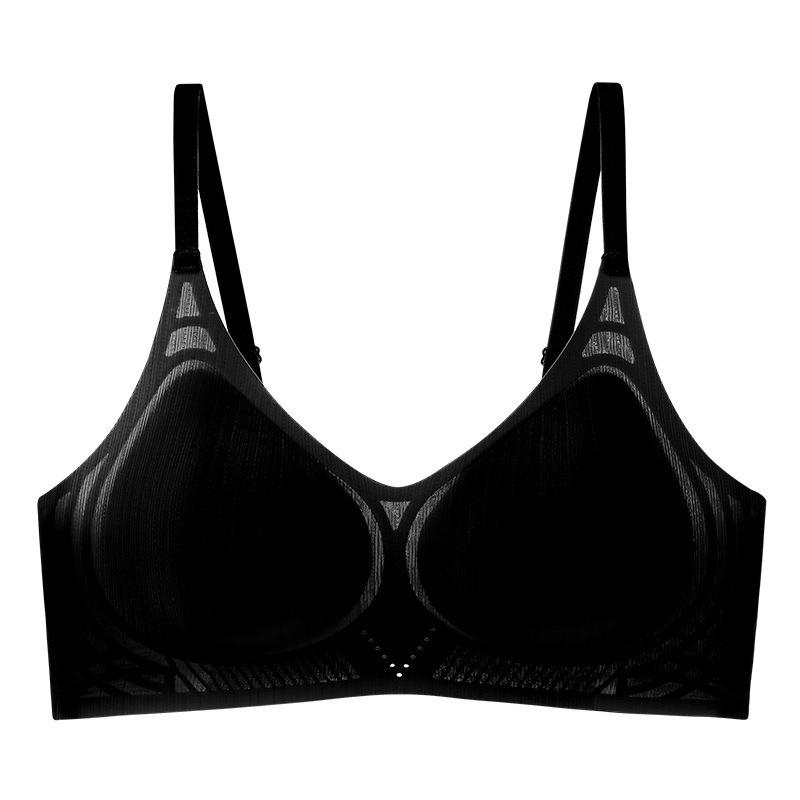 

Traceless women s small breasts gather, thin in summer, cool collection, sub-breasts, anti-sagging, beautiful back bra cover M34/75 чёрный