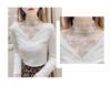 Trending Black Lace Base Layer Shirt - Autumn/Winter Plus Velvet Mesh Top for Layering with Sweaters