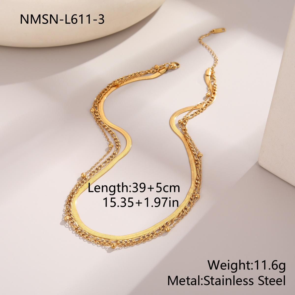 GEMCHIC Women s Stainless Steel Minimalist Multi-Layer Snake Chain Necklace Fashion Layered Chain Pendant Jewelry