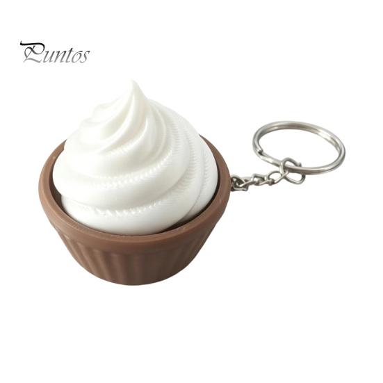 Decompression Button Keychain 3D Printed Simulation Cake Fidget with Metal Key Ring, Dessert Squeeze Toy Click & Detachable Design, Cute Food