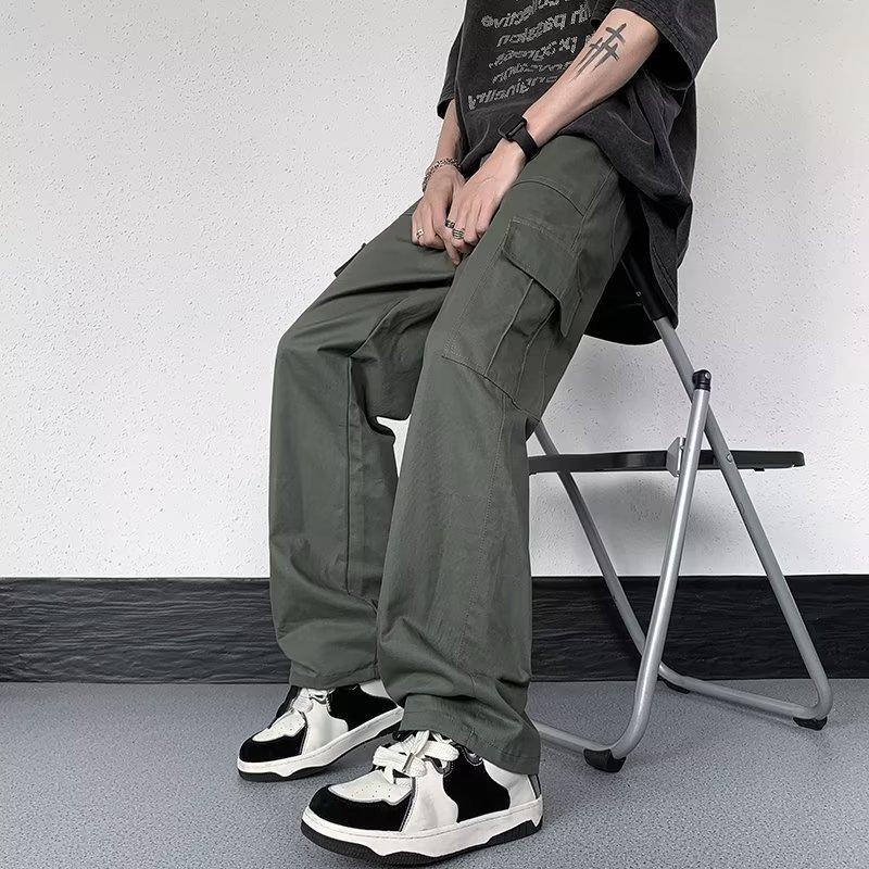 Overalls men's summer new high street ins trendy brand multi-pocket casual pants neutral style fashion loose straight pants