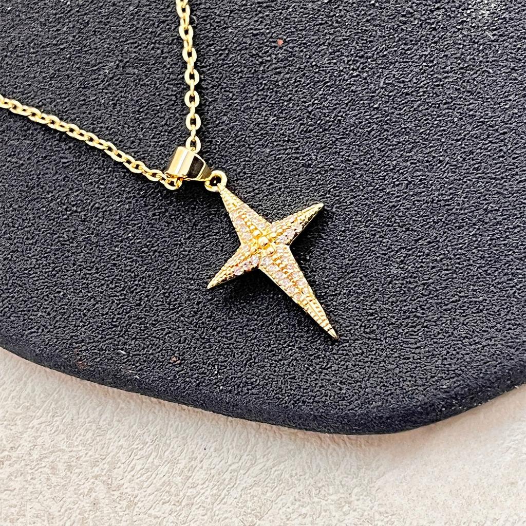 Niche Fashion Freshwater Cross Necklace Chain High-End Temperament Light Luxury Stars Simple Premium Durable Quality