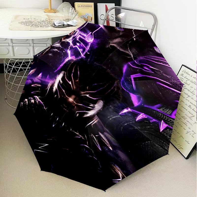 Black Panther Flight Umbrella Folding Umbrella, Automatic Umbrella 8-Frame for Travel, Camping Use Gift for Halloween Christmas