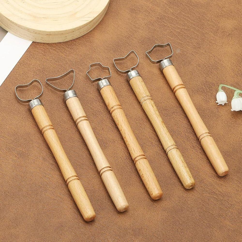 5 Pcs/set Replaceable Pottery Tool Diy Craft Scraping Tool Teapot Ware Handle Tool Texture Sculpture Pottery Engraving Tool