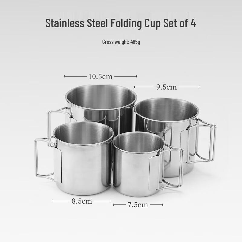 OEING Outdoor 304 Stainless Steel Camping Mugs with Folding Handles