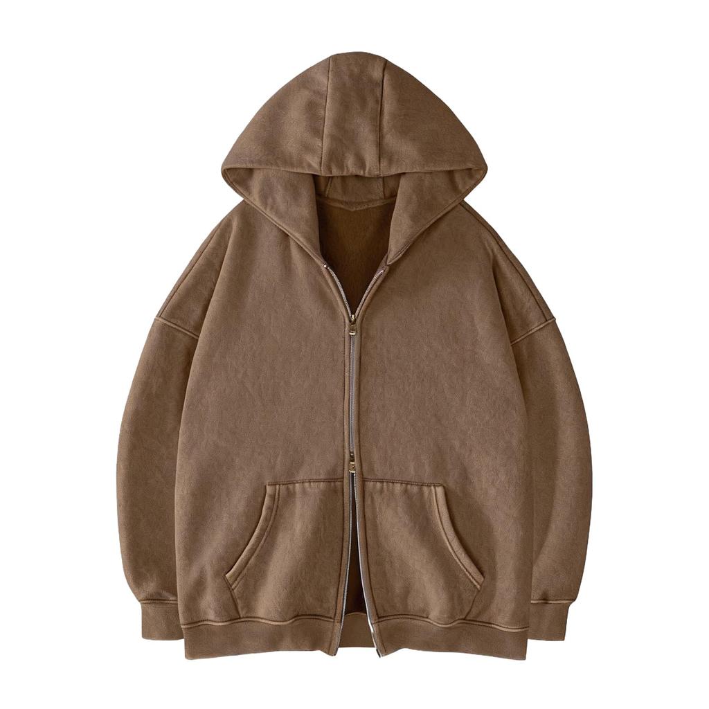 Women's Casual Color Zip-Up Hoodie Sweatshirt for Everyday Wear