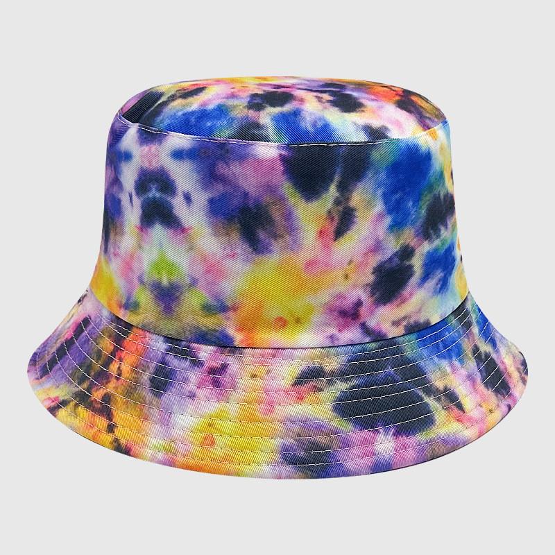 Neutral Summer Tie Dye Printed Fisherman Hat Outdoor Breathable Hat Sunshade