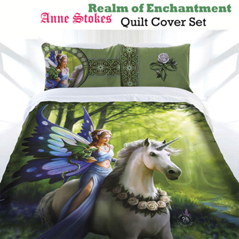 Gotická Fantasy Quilt Doona Anne Stokes Sada povlaků na přikrývku SINGLE DOUBLE QUEEN KING