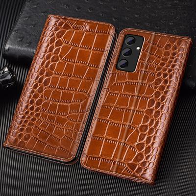 Crocodile Genuine Leather Flip Case for Samsung Galaxy M62 M55 M53 M52 M51 M33 M32 M31 M22 M21 M06 M16 M36 M56 Phone Cover Cases