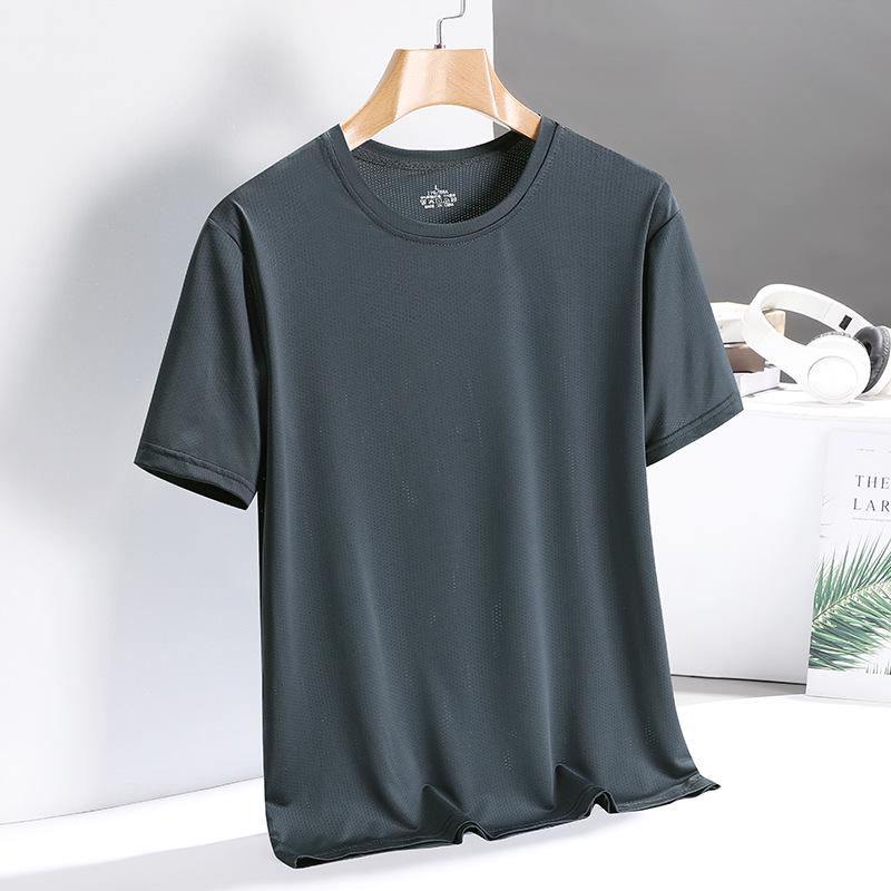 Men's Summer Quick-Dry Ice Silk Mesh T-Shirt - Short Sleeve, Stretch, Casual, Lightweight Fitness Top