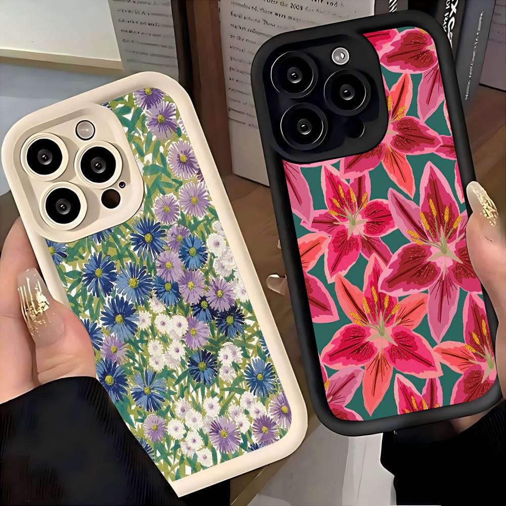 Colorful flower pattern Phone Case for iPhone 17e 16 15 14 13 12 11 Air Pro Max Mini XR XS X 7 8 6 6s Plus Soft TPU Back Cover