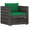 2 Piece Garden Lounge Set with Cushions Gray Pressure Treated Wood