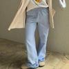 Ins Wind Blue Vertical Striped Wide-leg Casual Pants Women's Autumn Korean Version Loose Lazy Home Walking Pants