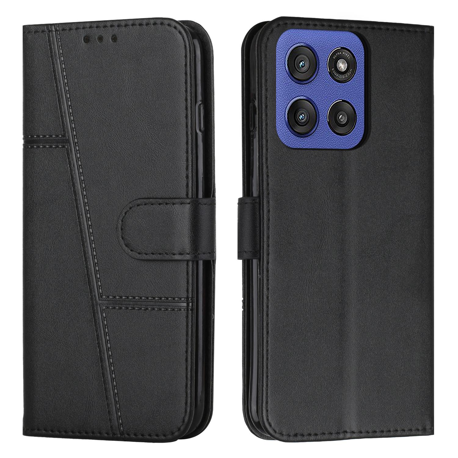 

Leather Case for Motorola Edge 60 5G/60 Fusion 5G/Edge (2025) 5G Stand Protective Phone Cover Black
