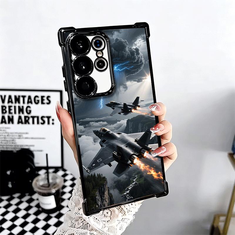Aircraft Helicopter Formation Plating Phone Case For Samsung Galaxy S24 S25 FE S26 Edge S23 Ultra S22 S21 Plus S20 Anti-Fall Air